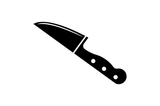 Black Silhouette of a Professional Kitchen Chef Knife Vector Illustration