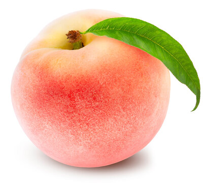 White Peach isolated on white background, with clipping path, for Flavor Fragrance Ingredients and Food Product Materials, premium packaging design.