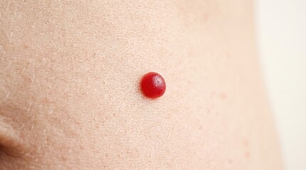 Fototapeta premium Macro close up of cherry angioma red blood spot mole on human skin