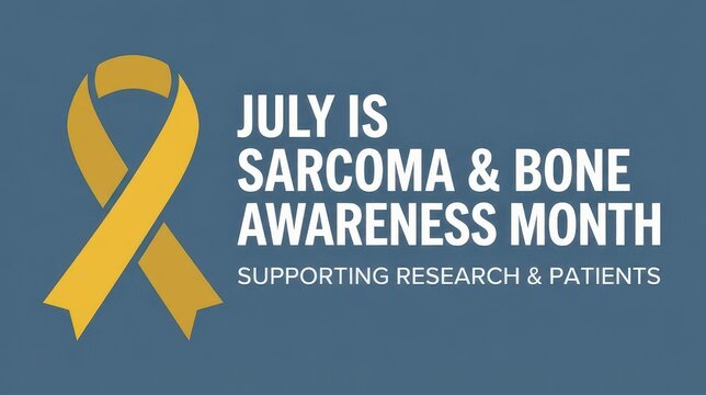 July Sarcoma and Bone Awareness Month yellow ribbon graphic