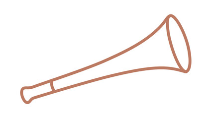 Obraz premium Brown outline vuvuzela horn vector icon illustration with long flared trumpet form, minimalist sports fan noisemaker for stadium cheering, match day chants, soccer crowds, rallies, and festive