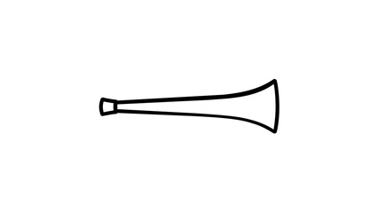 Obraz premium Thin outline vuvuzela horn vector icon on white, simple minimalist sports fan illustration for cheering crowds, soccer match noise, supporter culture, stadium signage, banners, and scalable graphics
