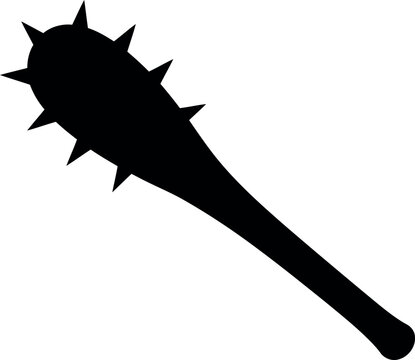 Spiked medieval mace silhouette icon for knight combat, fantasy weapon and historical warfare