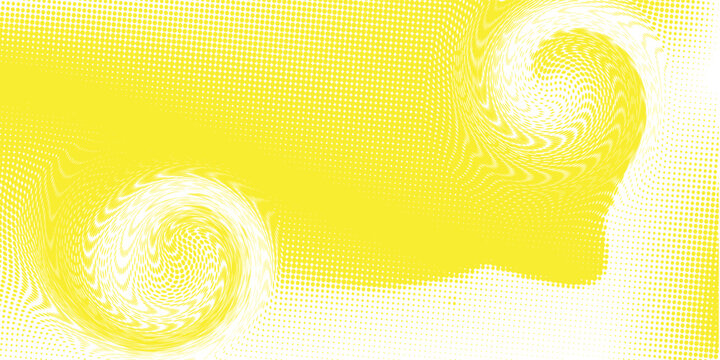 Pop art lemon yellow background with halftone patterns in comic book style, vector illustration
