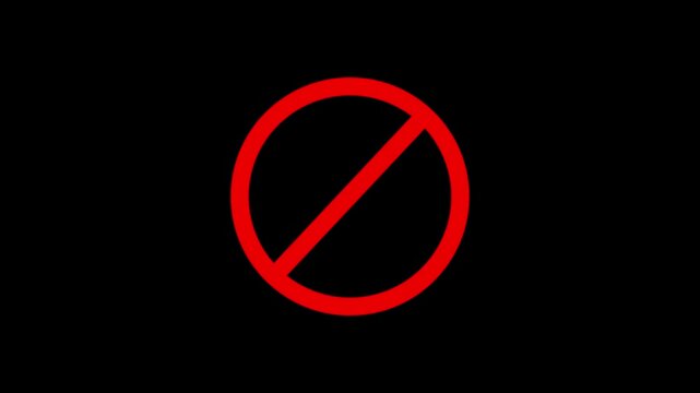 International prohibition sign, No symbol. CG animation on white background with alpha matte.