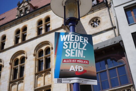 Wahlplakat der AfD (Alternative f&uuml;r Deutschland) zur Landtagswahl in Sachsen-Anhalt 2026 in Magdeburg am 08.07.2026