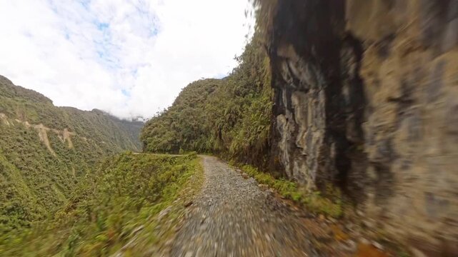 POV Driving Along Death Road in Yungas Bolivia