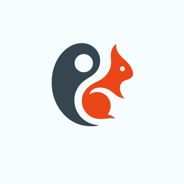 A stylized logo featuring an orange squirrel silhouette integrated into a dark grey yin-yang symbol, on a white background.