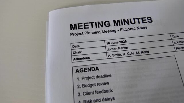 Prop Meeting Minutes Document With Agenda Notes And Office Record Template
