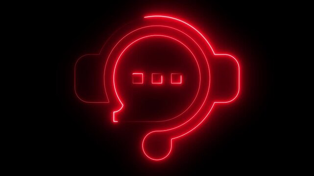 Glowing neon headset animation for customer support and communication concepts telephony,  headphones, audio, 