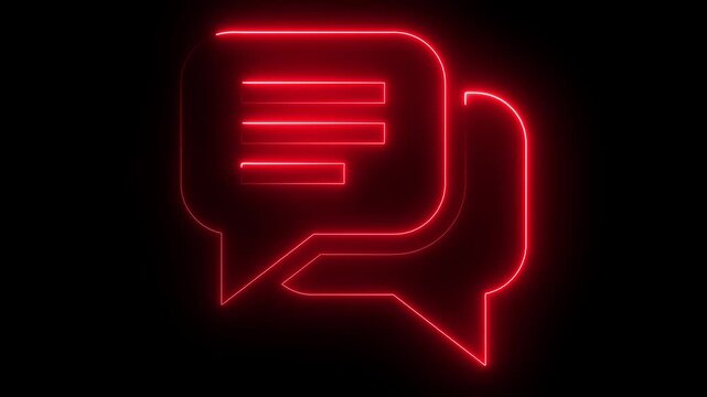 Neon red speech bubbles in bright neon lights animation on a black background 4k neon, speech, bubbles, chat, message, communication, dialogue, conversation, talk, comment