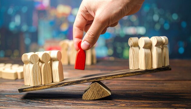 Balance tilts with unequal weight, radiating resilience, clarity, and disparity; a vivid emblem of inequality, power, and transformation within society.