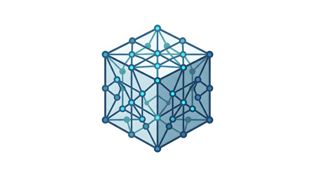 Artificial Intelligence Neural Network Model Cube Vector Illustration
