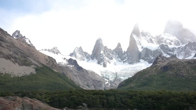 Fitz Roy mountain landscape in the mountains of Patagonia, El Chalten, Argentina, cerro de los tres 