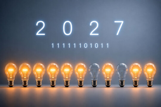Light Bulbs and Binary Code as a Future Concept for 2027