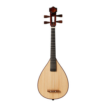 Close-up of a dan bau, a traditional vietnamese monochord zither on white background