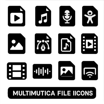 Music vector collection file frame audio podcast icon video animation clip multimedia