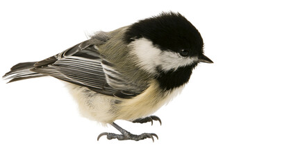 Black-capped chickadee bird with black cap and white cheeks © Freja