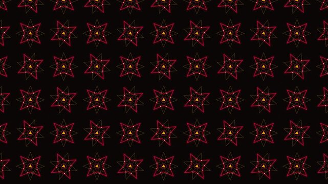 Cyberpunk Islamic Geometric Tessellation 4K Loop - Cyber HoloHex Oscilloscope 65 (Triangular Hexagram Star) in Crimson Hack Laser (Laser Crimson Red, Warning Orange, Amber, Cyber Carbon Black). F