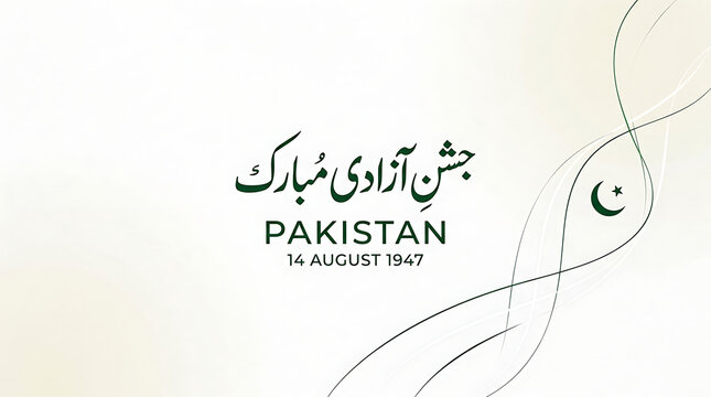 Green Script National Day Greeting 14 August 1947 Celebration