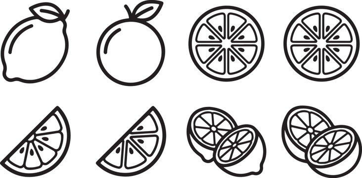 Flat style citrus fruits icon set illustration