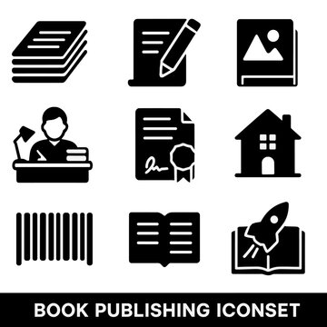 Publishing icons author cover copy launch printing isbn icon press vector book