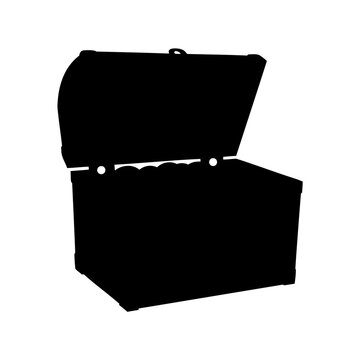 Open black suitcase with handle standing upright - A simple black suitcase icon with an open lid and handle, ready for packing or travel, minimalist design.