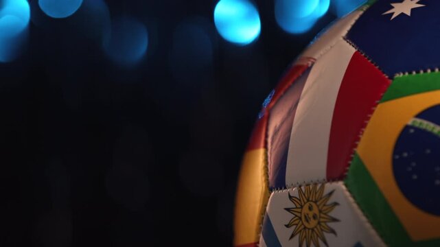 Rotating Soccer Ball with World Flags Focused on France
