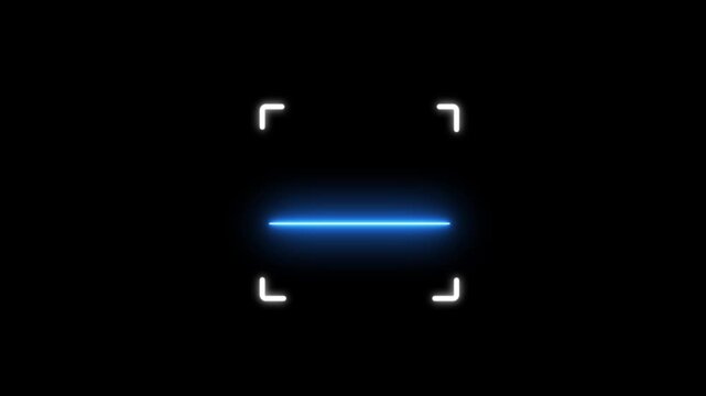 QR Code Scanner Animation on black screen. Futuristic barcode quick-response code scanning Bar. scan any Documents mobile QR payment and barcode scanner animation 4k motion graphics video.