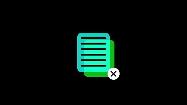 Two overlapping document with a white cross symbol on a black background representing file rejection or failed data verification process