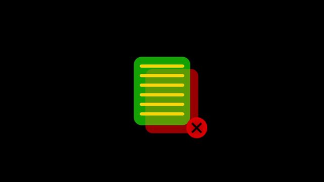 Two overlapping document with a red cross symbol on a black background representing file rejection or failed data verification process