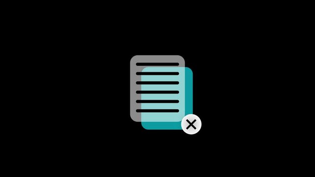 A digital document with a small circular close button symbol overlaying the bottom right corner on a solid black background for user interface