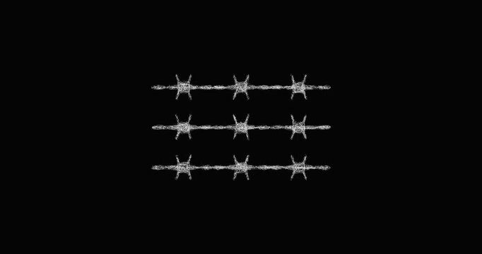 Sketch barbed wire icon animation - smooth progressive reveal