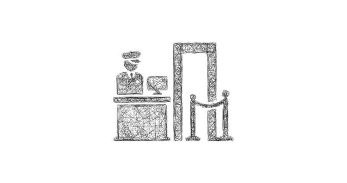Sketch security checkpoint icon animation - smooth progressive reveal