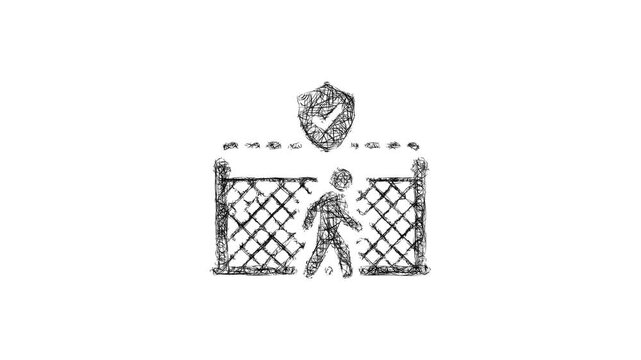 Sketch perimeter security icon animation - smooth progressive reveal