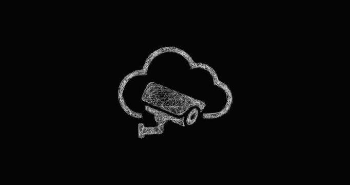 Sketch cloud surveillance icon animation - smooth progressive reveal