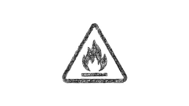 Sketch fire hazard icon animation - smooth progressive reveal
