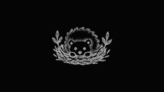 Sketch hedgehog nest icon animation - smooth progressive reveal
