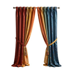 Naklejka premium Elegant multicolored curtains create a rainbow effect in an interior space on white background