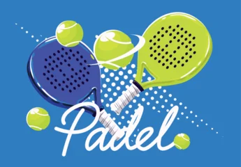 Vector illustration of rackets and light green padel balls © Leonid