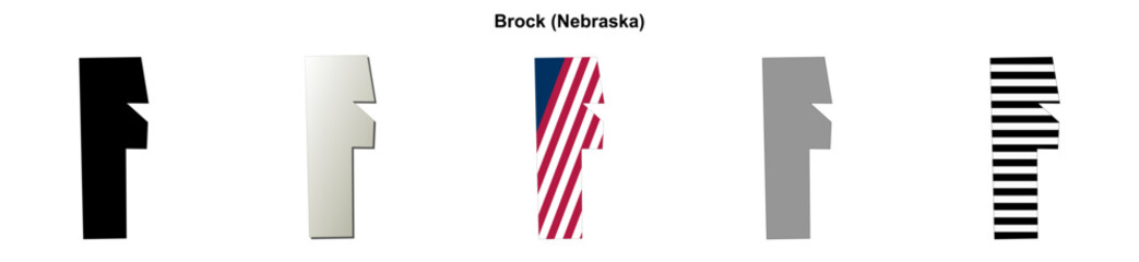 Fototapeta premium Brock (Nebraska) blank outline map set