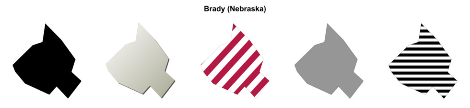 Brady (Nebraska) blank outline map set