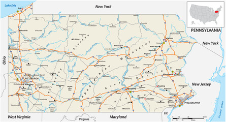 Fototapeta premium Map of the U.S. state of Pennsylvania
