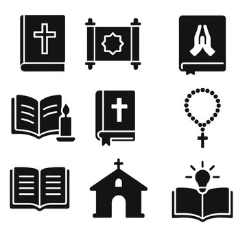 Rosary reading light bookmark icon prayer vector sacred icons text quran study