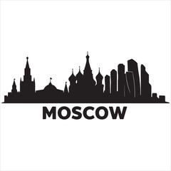 Obraz premium Distinctive silhouette of moscow’s iconic skyline featuring kremlin and st basil’s cathedral