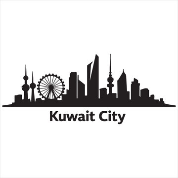 Distinctive silhouette of kuwait city skyline featuring iconic ferris wheel