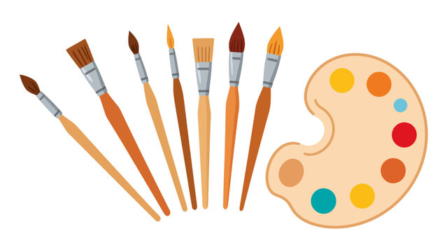 vector collection of artistic brushes and color palette for creative design and illustration
