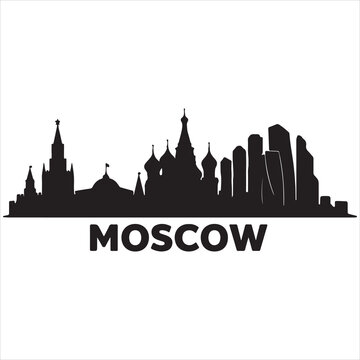 Distinctive silhouette of moscow&rsquo;s iconic skyline featuring kremlin and st basil&rsquo;s cathedral