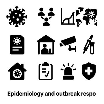 Outbreak tracing vector epidemiology health alert results icon collection surveillance set
