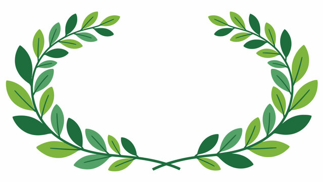 Vector illustration of a green laurel wreath with intricate leaf details and symmetrical design for premium branding and corporate logos